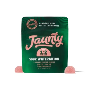 Jaunty Sour Watermelon Gummies | 2:1 | CBD:THC | 20mg | 2pk